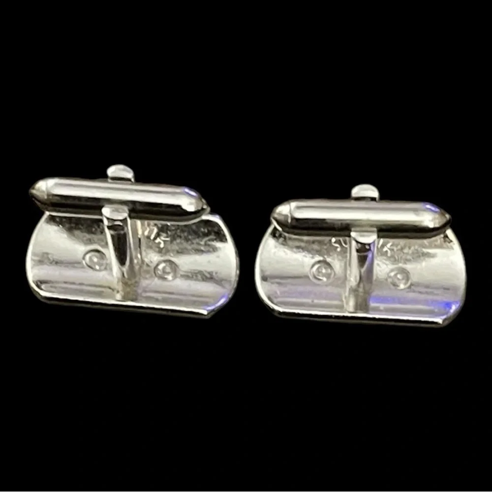 Vintage Mens Silver Metal Swank Cufflinks Oval Link Tubular Oval Links Classic